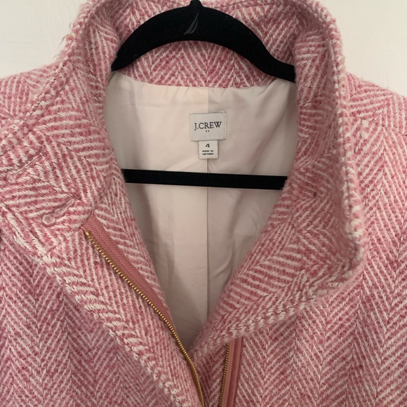 J. Crew Pink Herringbone Trench Coat - Picture 3 of 5